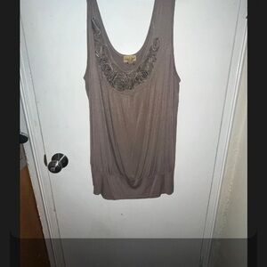 Midnight Velvet Taupe Embellished Blouse